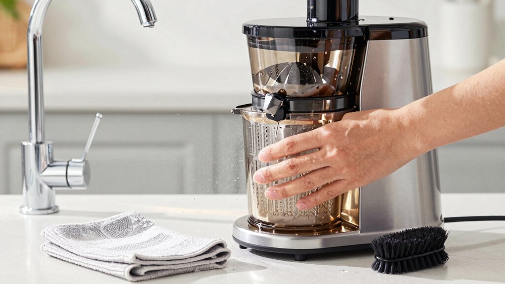 How to Clean Your Juicer the Fast Way After Every Use = rinse scrub wipe dry